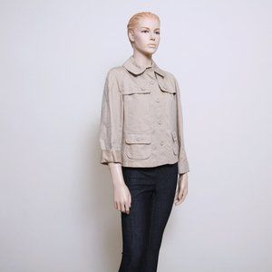 Ann Taylor Loft Khaki Lightweight Cropped Jacket